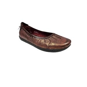 Born Scotti Metallic Bronze Leather Slip‎ On Ballet Flats Size 8 Women's Shoes